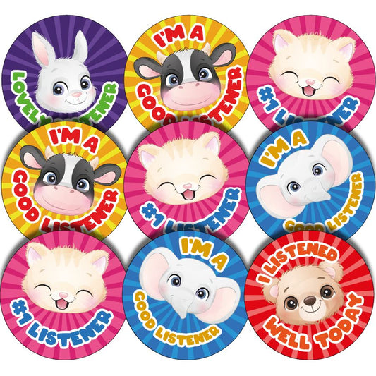 144 Lovely Listener - 30mm - Glossy Reward Stickers for Teachers & Parents