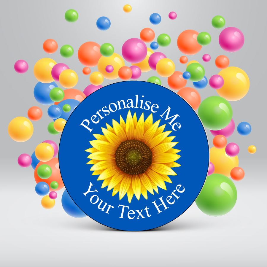 144 Sunflower Personalised 30mm Glossy Stickers Crafting Gift Packaging Seal Labels