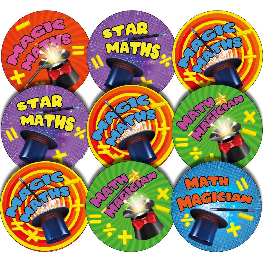 144 Magic Maths - 30mm - Glossy Reward Stickers for Teachers & Parents