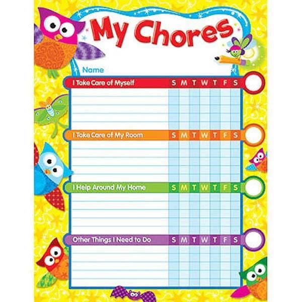 25 Owl Stars Chore Reward Charts & 100 Reward Stickers