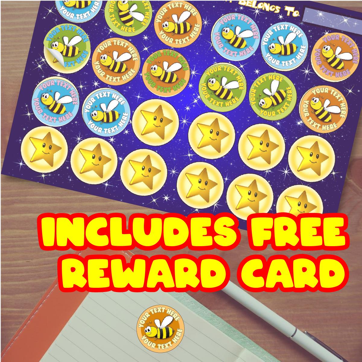 144 Personalised Colourful Bee 30mm Reward Stickers for School Teachers, Parents and Nursery