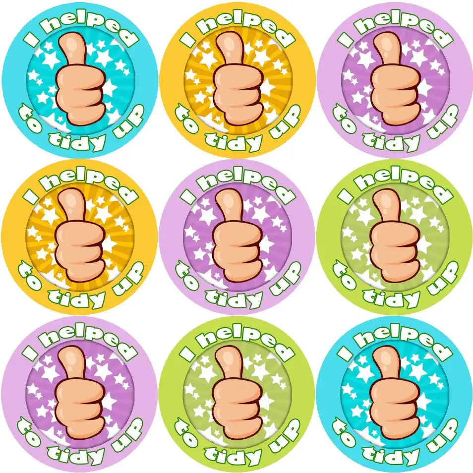 Tidy Sticker 144 I helped to tidy up Themed Teacher Reward Stickers - Large ...
