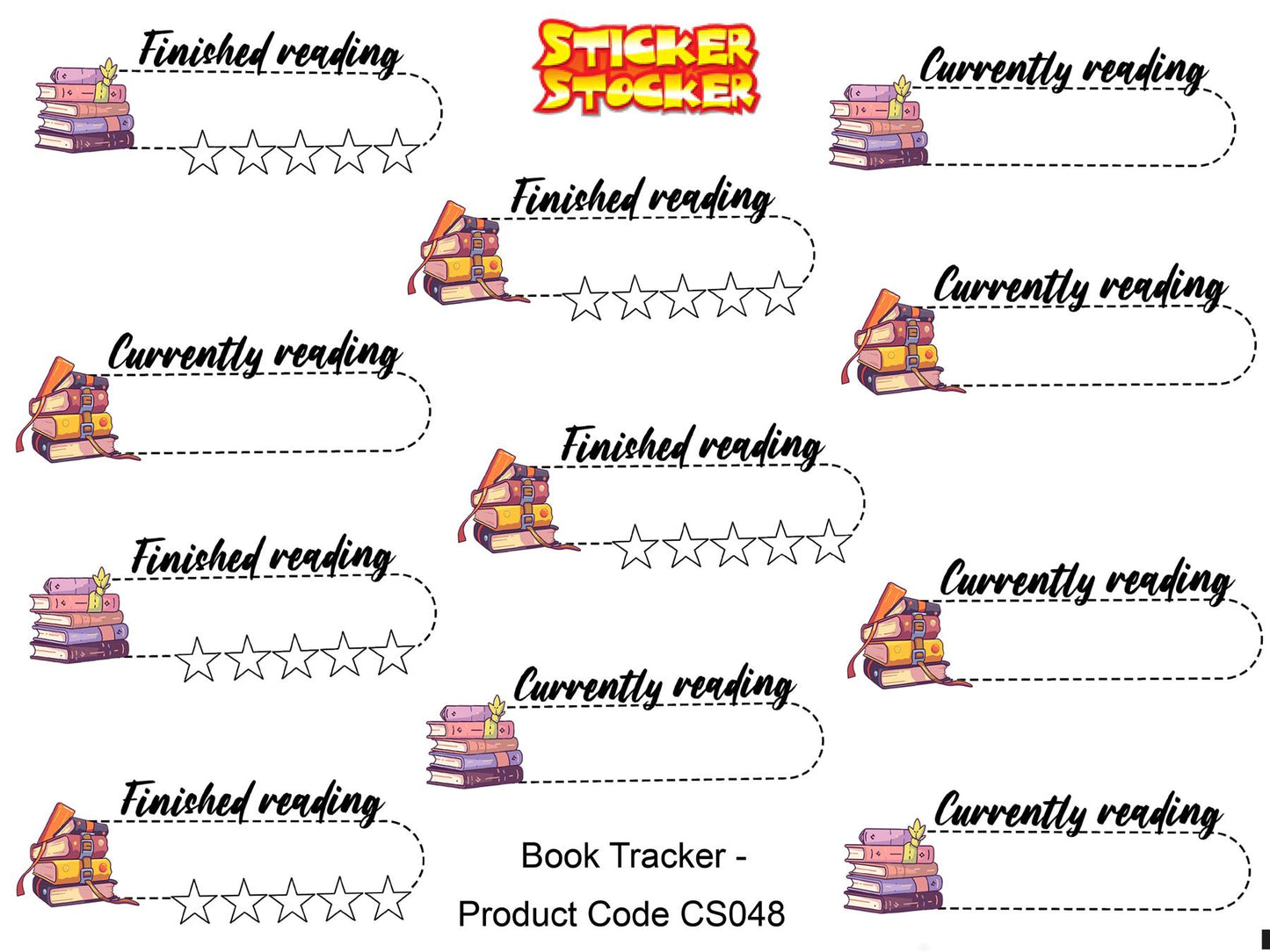 66 Book Reading Tracker Shaped Reward Stickers for Teachers, Parents, Planners