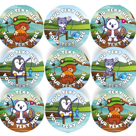 144 Personalised Fishing/Angling 30mm Reward Stickers for Clubs, schools, children