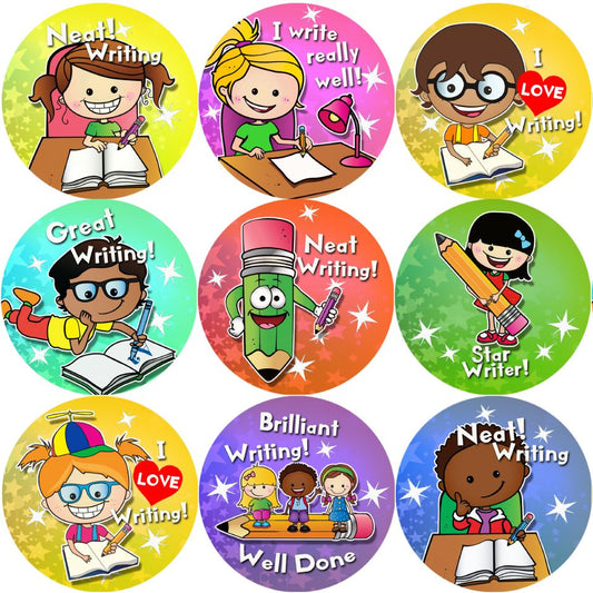 144 Writing Awards 30mm Reward Stickers for School Teachers, Parents and Nursery