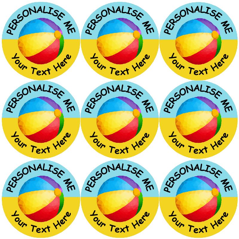 144 Personalised Beachballs 30mm Reward Stickers for School Teachers, Parents and Nursery