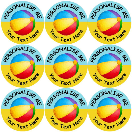 144 Personalised Beachballs 30mm Reward Stickers for School Teachers, Parents and Nursery