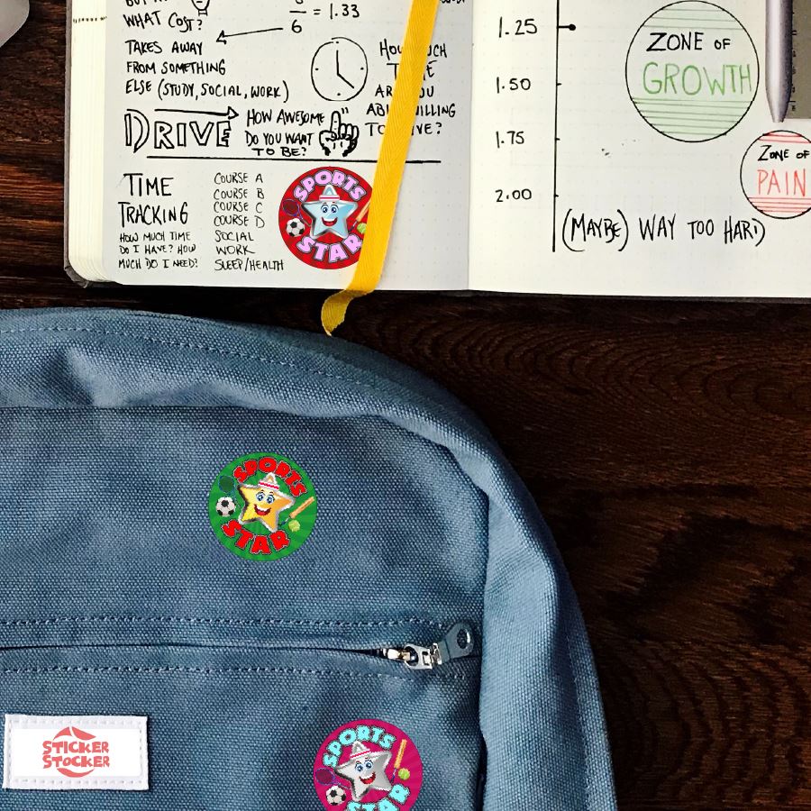 144 Sports Star - 30mm - Glossy Reward Stickers for Teachers & Parents