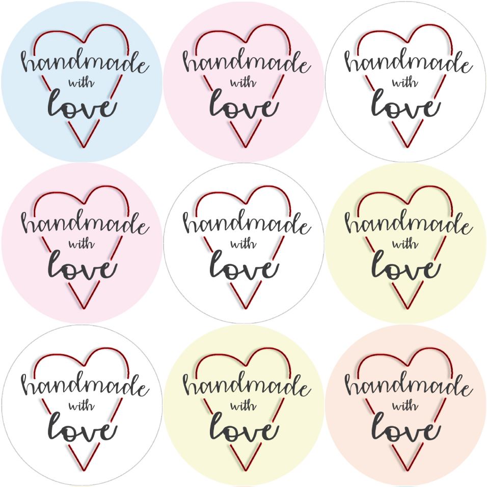 144 Handmade with love 30mm Stickers Glossy home crafting labels