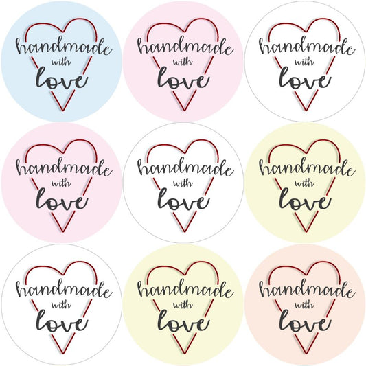 144 Handmade with love 30mm Stickers Glossy home crafting labels