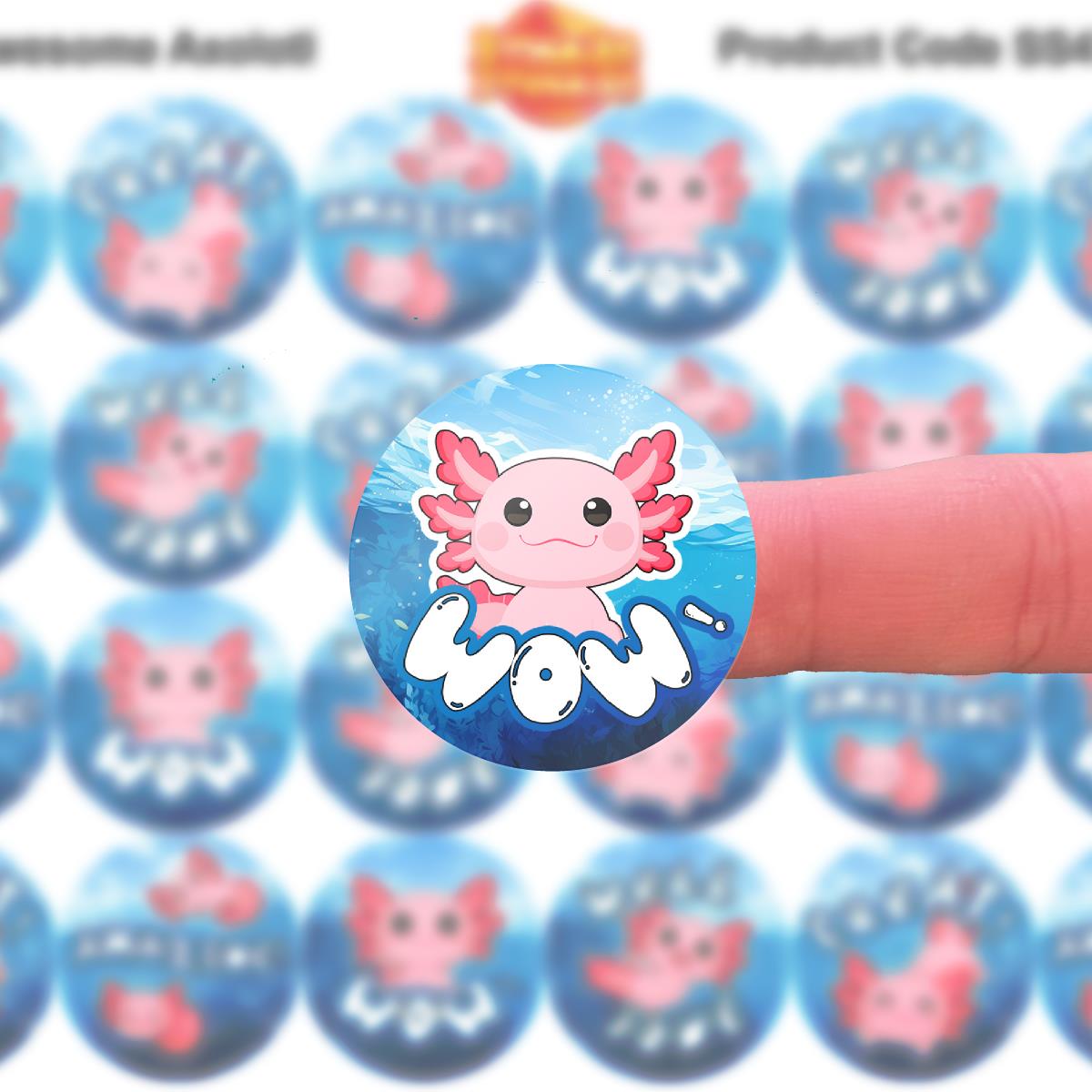 144 Awesome Axolotl Reward Stickers - 30mm - Teacher Parents School Nursery