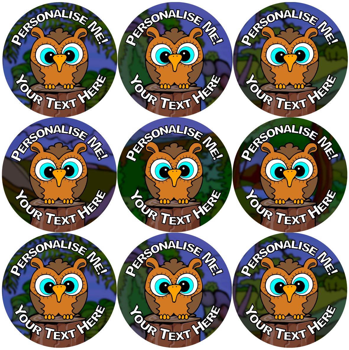 144 Personalised Baby Owls 30mm Reward Stickers for School Teachers, Parents and Nursery