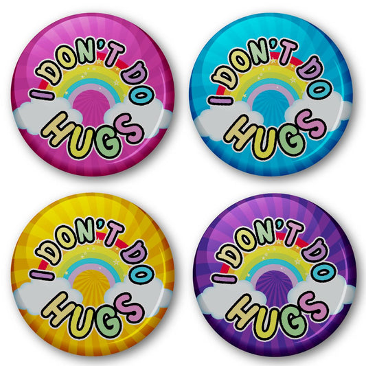 20 x I Don't Do Hugs Button Badges (Pack of 20 Pin Badges - 38mm)