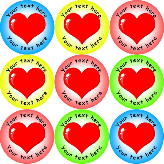 144 Heart Personalised 30mm Reward Stickers for School Teachers, Parents and Nursery