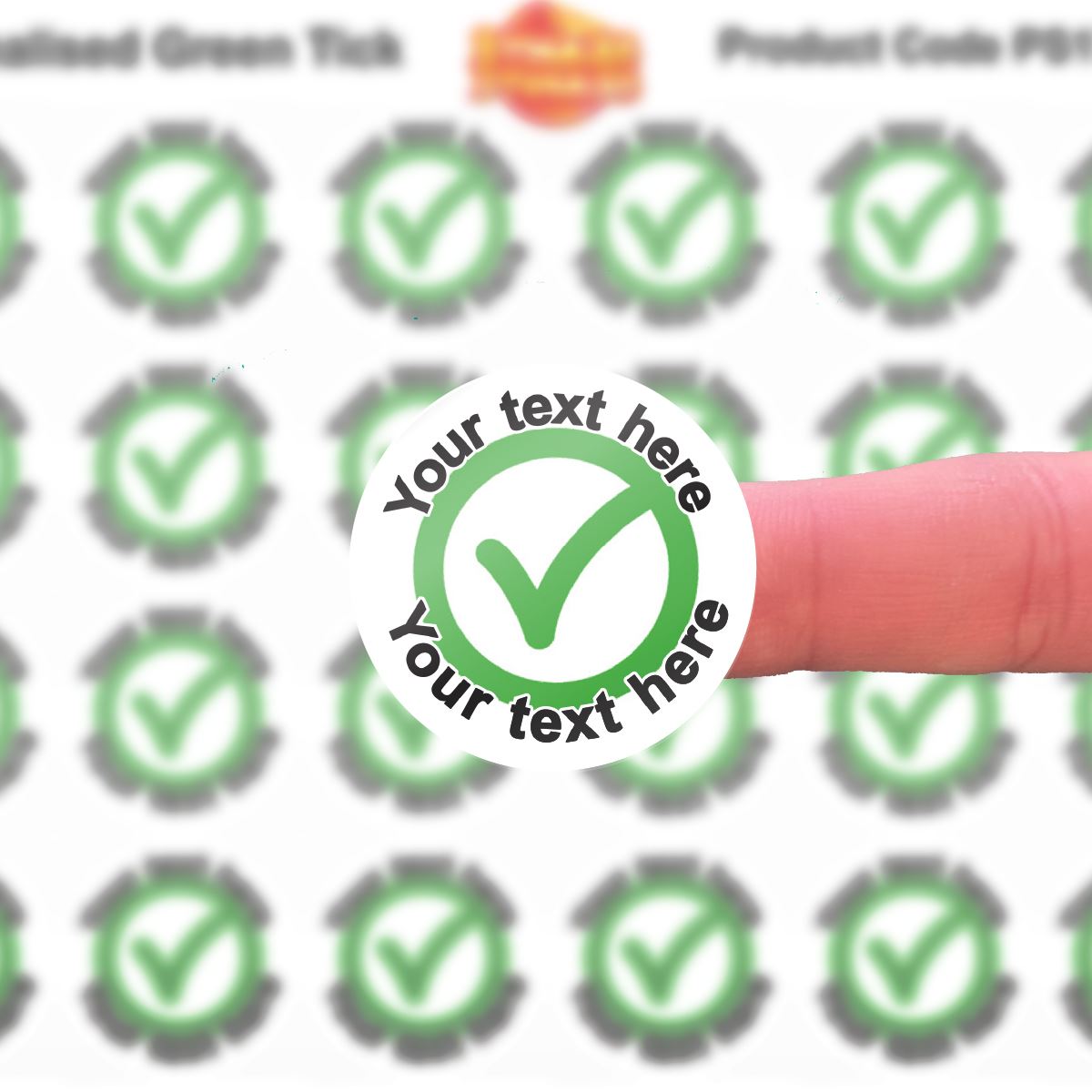 144 Personalised Green Tick 30mm Reward Stickers for School Teachers, Parents and Nursery