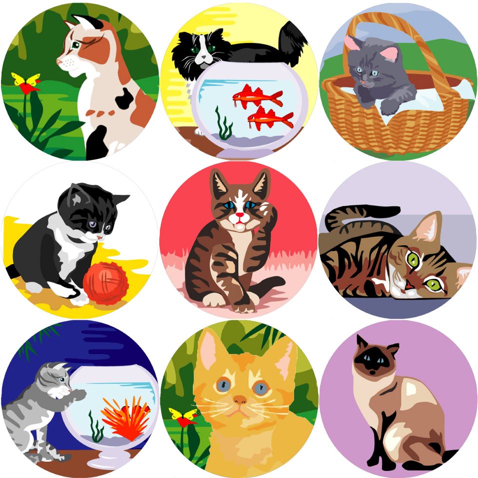 144 Cats and Kittens 30mm Reward Stickers for Teachers, Parents and Party Bags