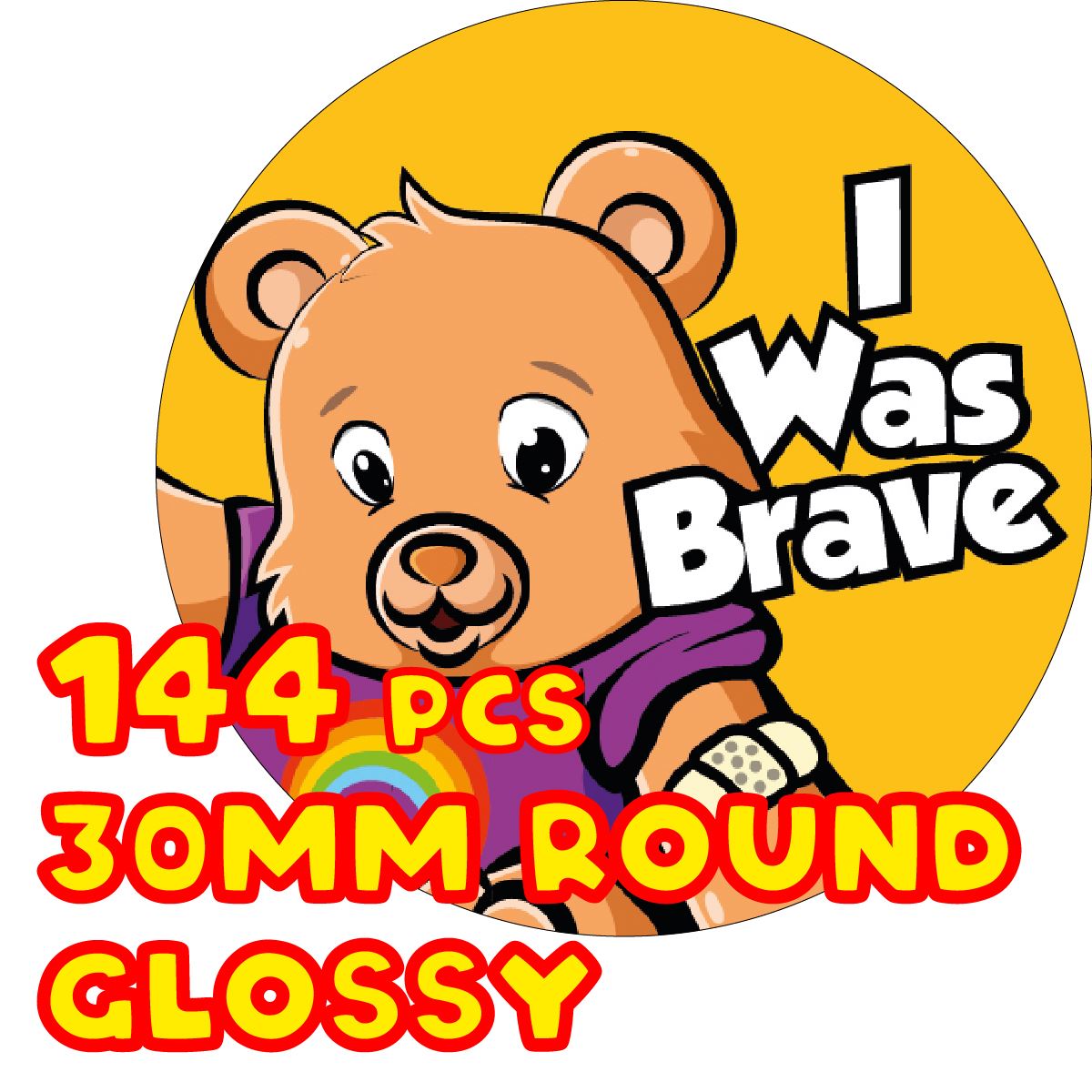 Brave Bear 30mm Children's Bravery Reward Stickers for Teachers or Nurses