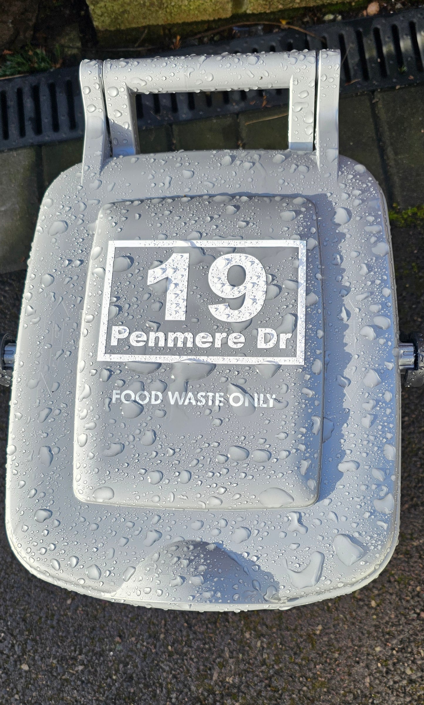 2 x Food Waste Caddy Bin Number Stickers (140mm x 90mm) – Waterproof, UV Resistant, Dishwasher Safe – Custom House Number or Street Name