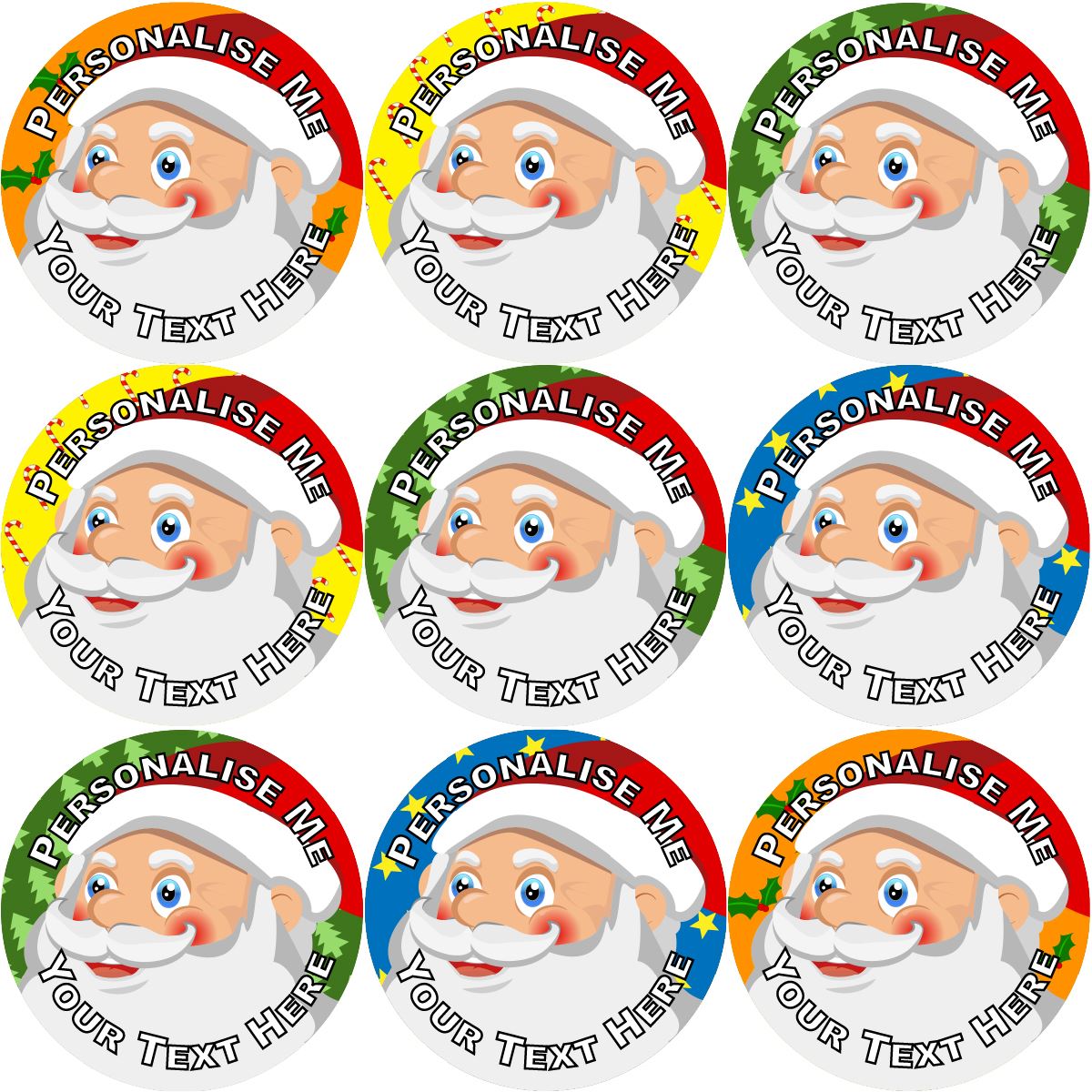 144 Personalised Happy Santa 30mm Christmas Reward Stickers for School Teachers, Parents and Nursery