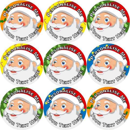 144 Personalised Happy Santa 30mm Christmas Reward Stickers for School Teachers, Parents and Nursery