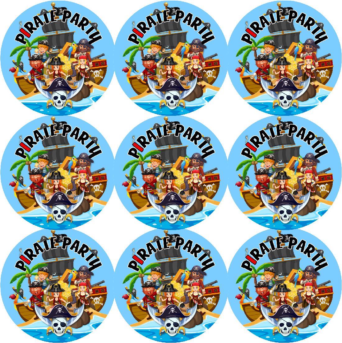 144 Pirate Party 30mm Stickers Glossy Reward Stickers