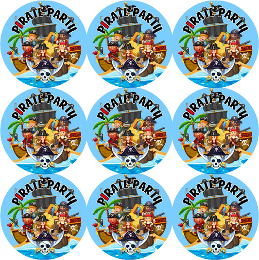144 Pirate Party 30mm Stickers Glossy Reward Stickers