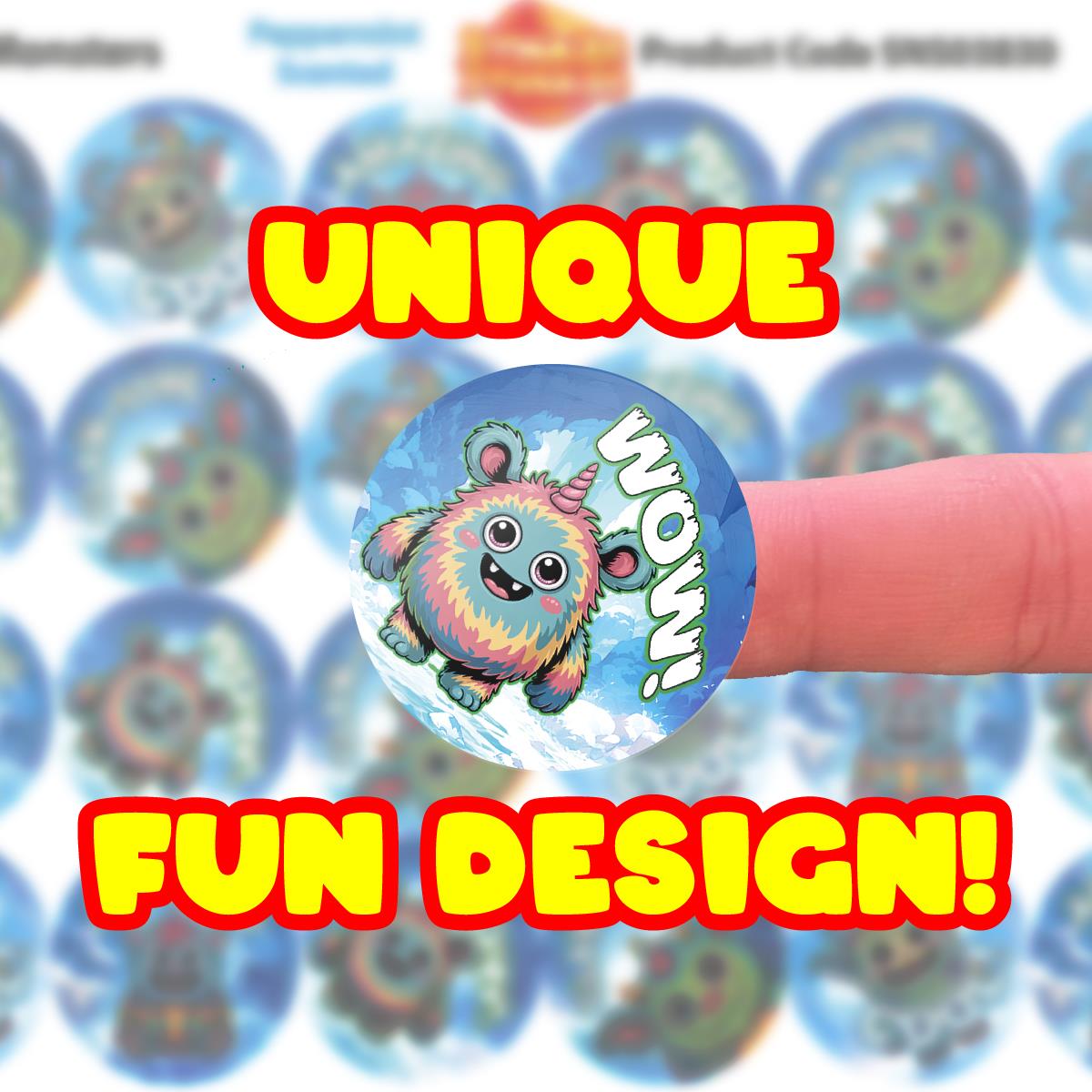 120 Minty Monsters Peppermint Praise Words Scented Stickers - 30mm Scented Stickers - For Teachers Nursery Parents