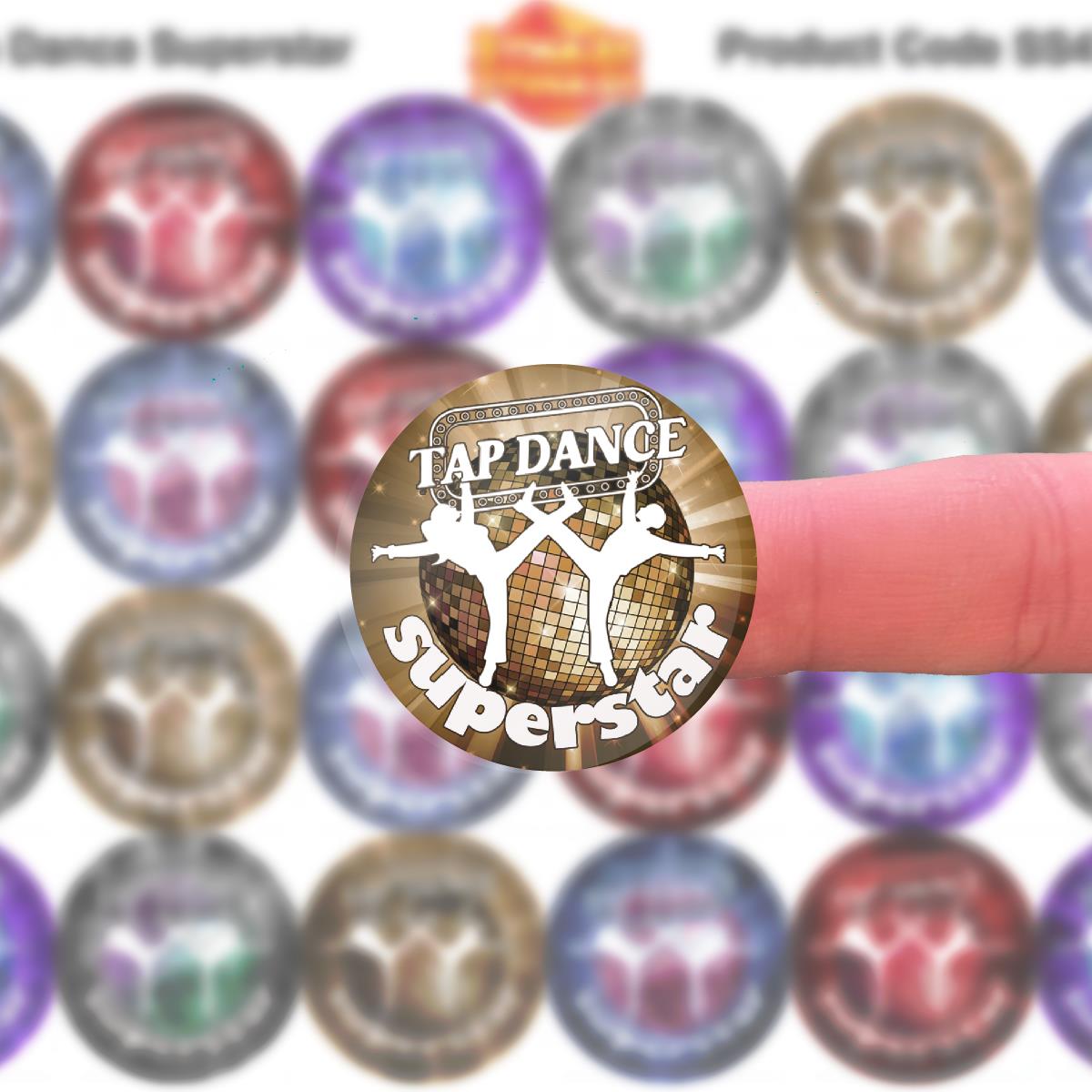 144 Tap Dance Superstar - 30mm - Glossy Reward Stickers for Teachers & Parents