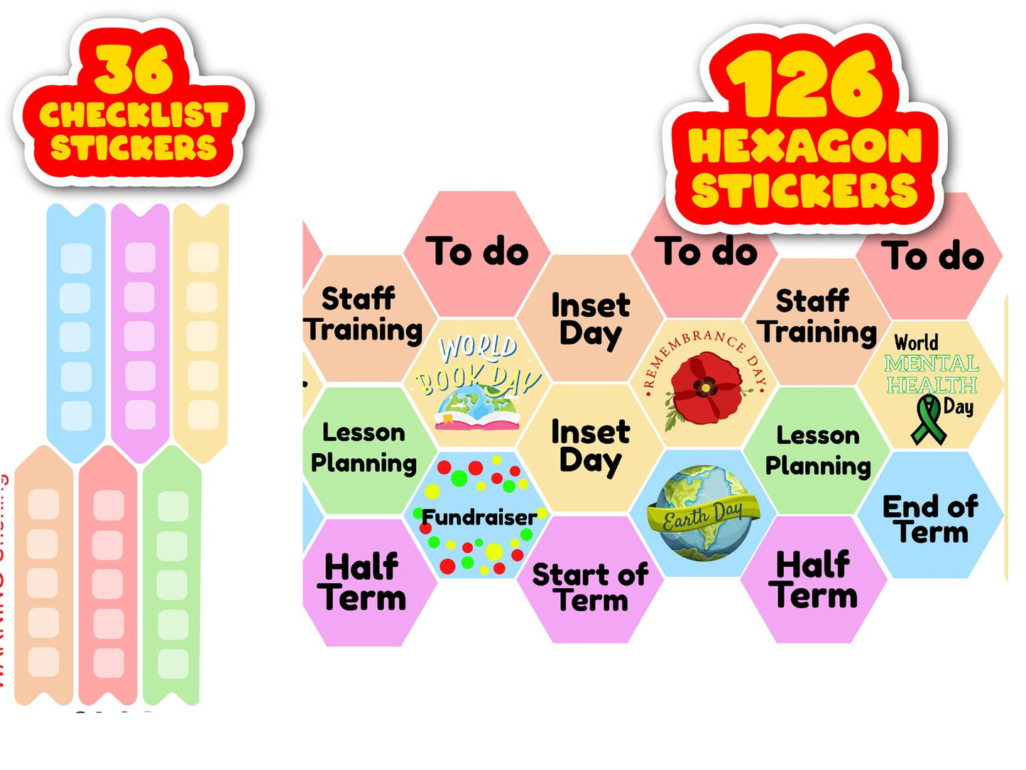 672 Teacher Planner Stickers, Daily Routine Organiser Journal Stickers