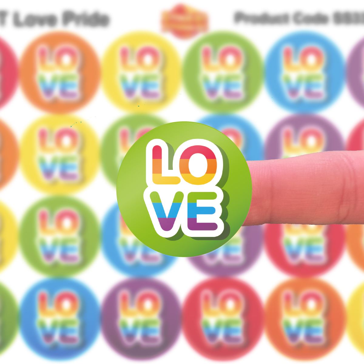 144 Colourful LGBT Pride LOVE 30mm Glossy Stickers