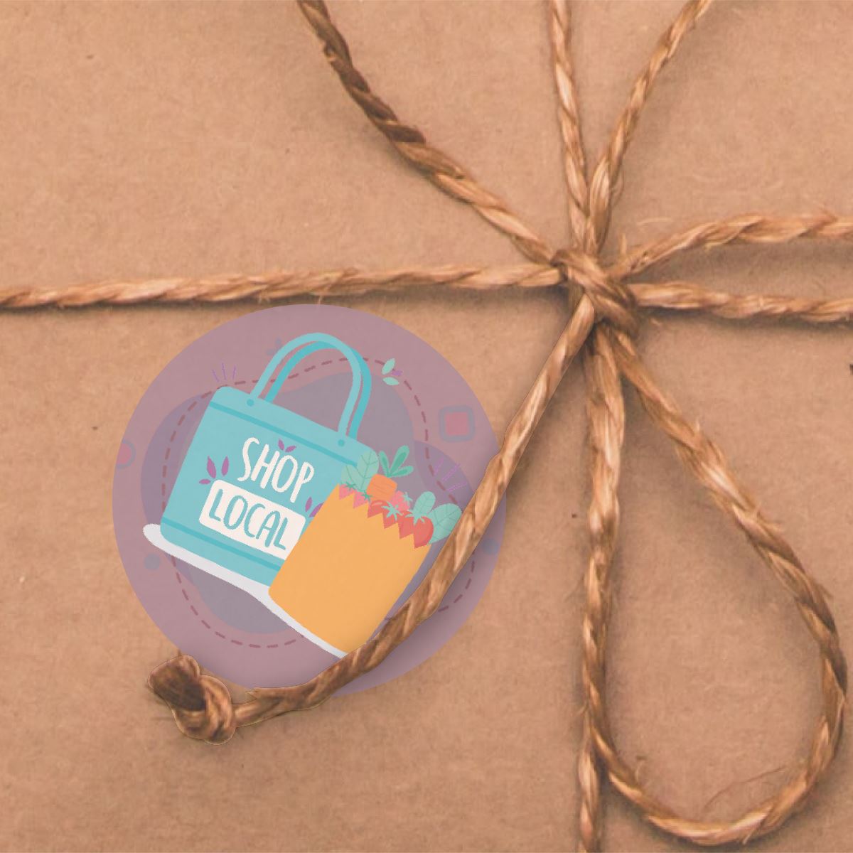 144 Shop Local 30mm Themed Glossy Labels ideal for product packaging