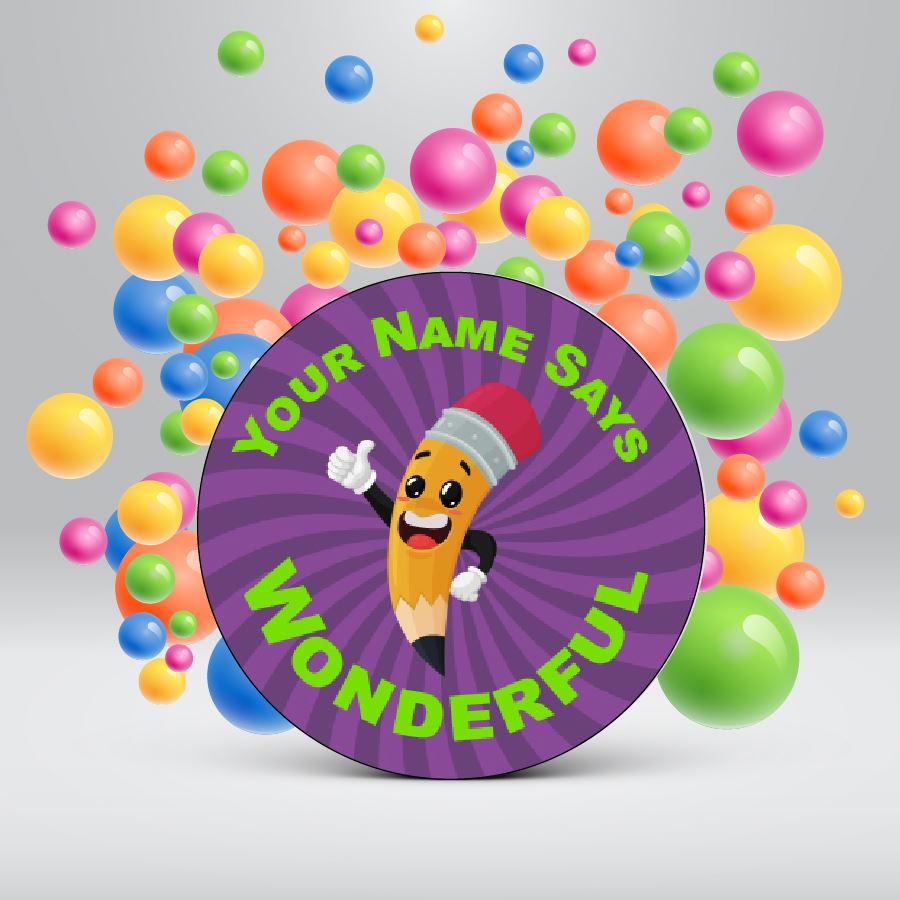 144 Personalised School Time Praise Words 30mm Reward Stickers for School Teachers, Parents and Nursery