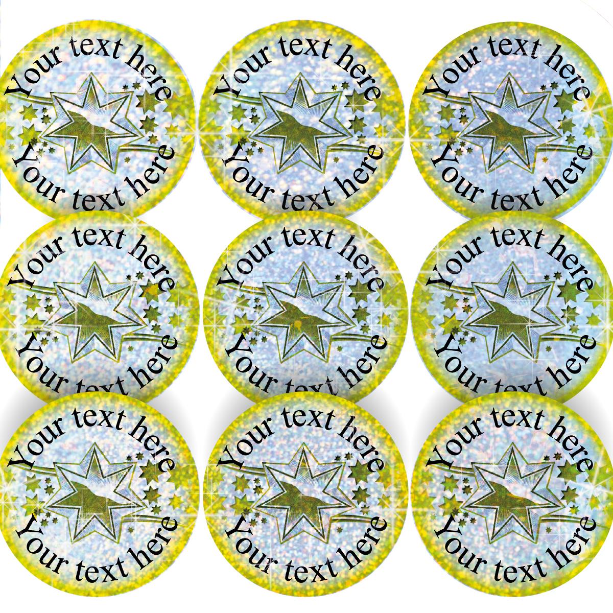 96 Personalised Sparkle Golds Star 30mm Reward Stickers + 60 Free Sparkle Smiles for School Teachers, Parents and Nursery