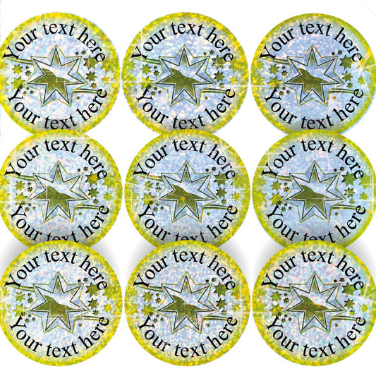 96 Personalised Sparkle Golds Star 30mm Reward Stickers + 60 Free Sparkle Smiles for School Teachers, Parents and Nursery