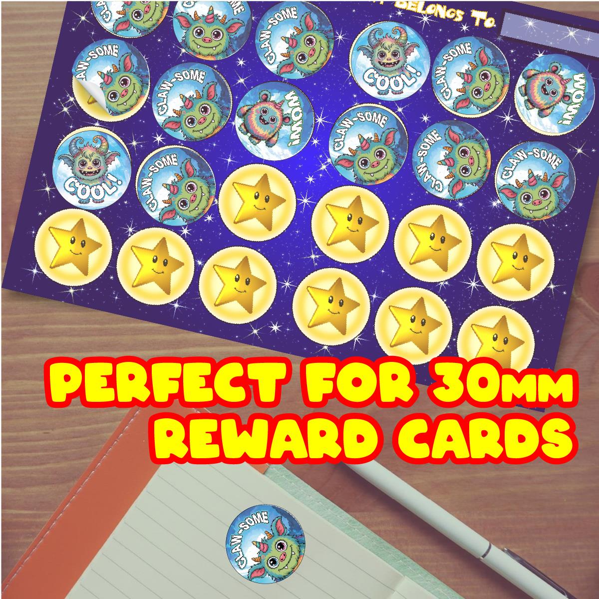 120 Minty Monsters Peppermint Praise Words Scented Stickers - 30mm Scented Stickers - For Teachers Nursery Parents