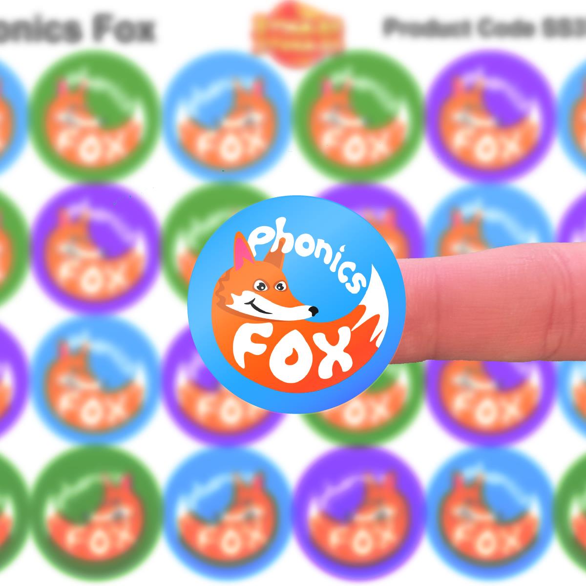 144 Phonics Fox - 30mm - Glossy Reward Literacy Stickers for Teachers & Parents