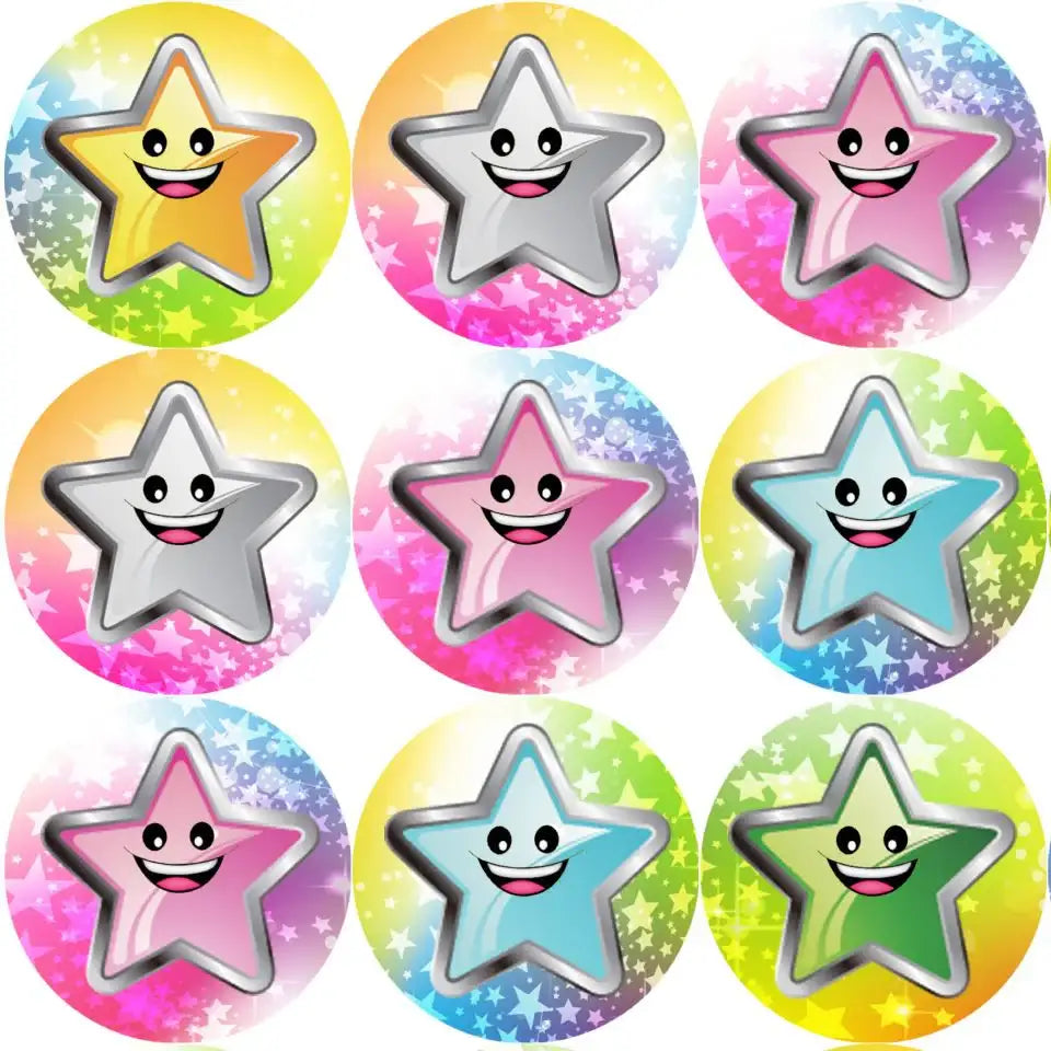 144 Smiling Star Themed Teacher Reward Stickers - Large - Sticker Stocker