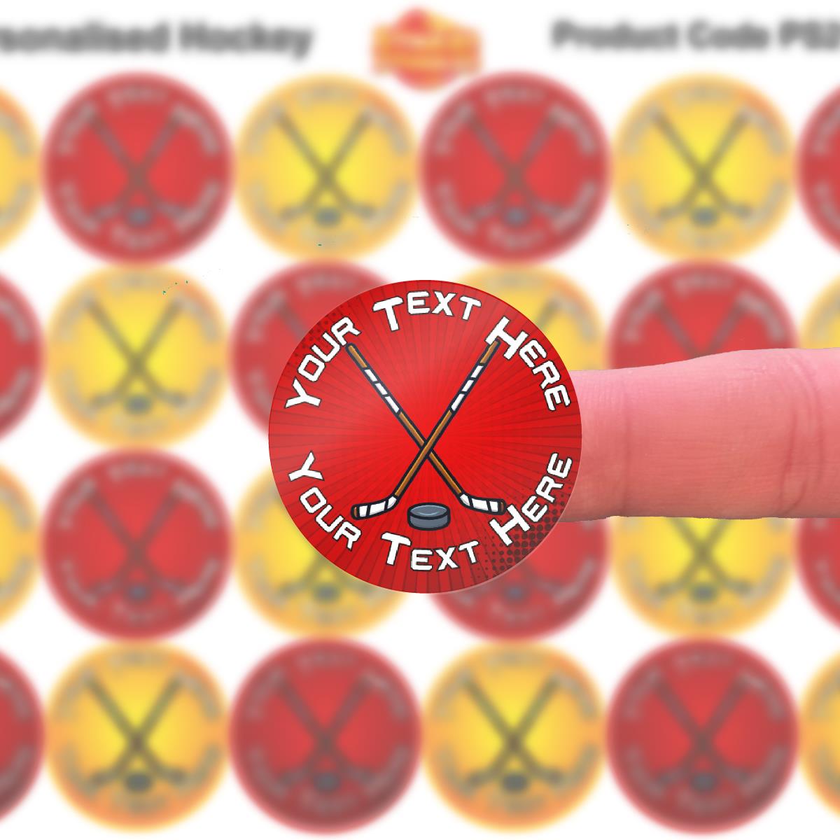 144 Personalised Hockey 30mm Reward Stickers for School Teachers, Parents and Nursery