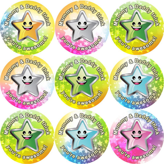 144 Mummy & Daddy's Superstar 30mm Reward Stickers for School Teachers, Parents and Nursery