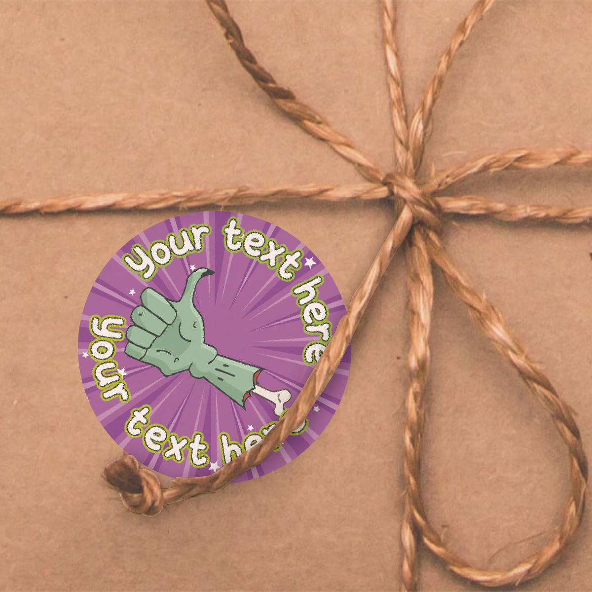 144 Personalised Halloween Thumbs Up 30mm Reward Stickers for School Teachers, Parents and Nursery