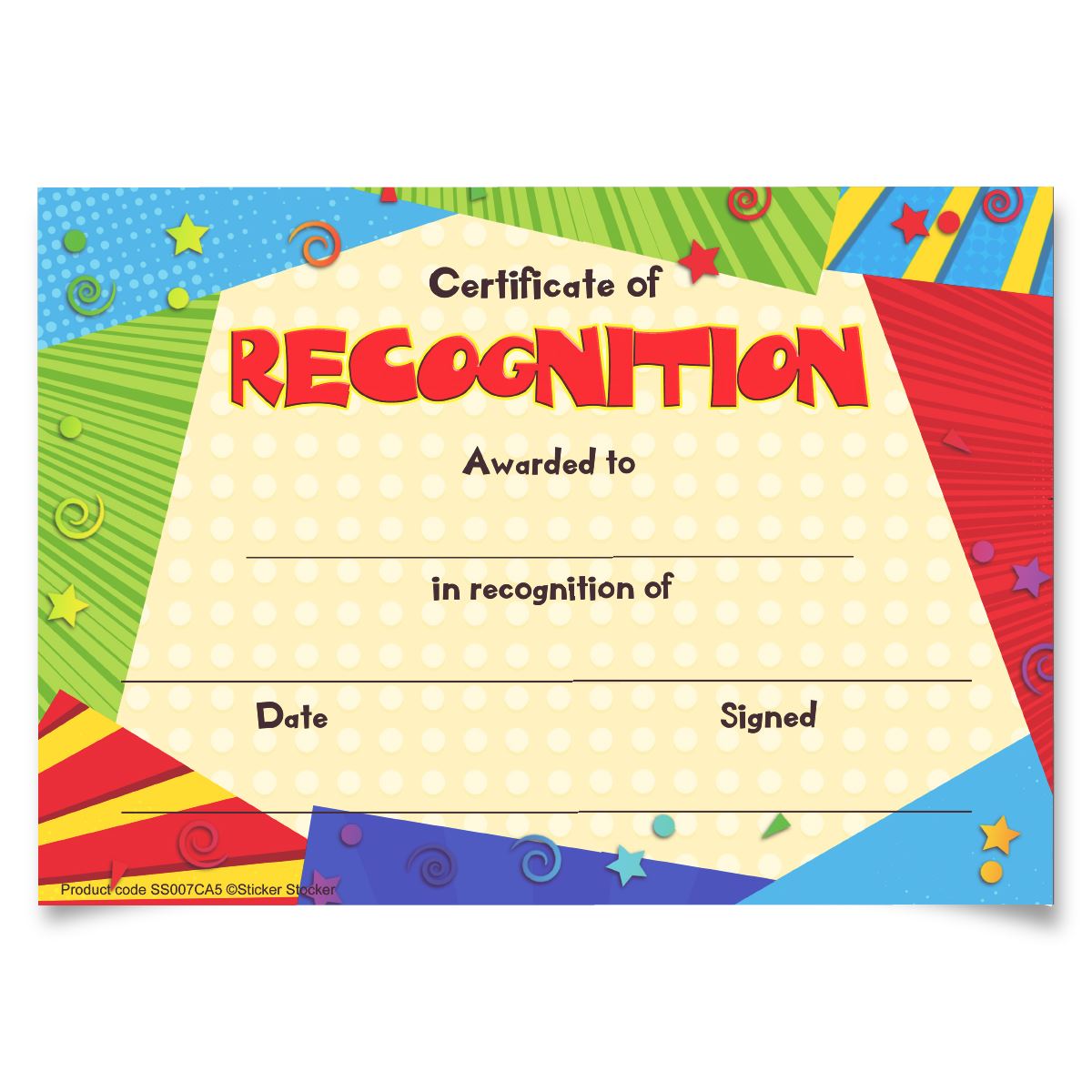 30 Recognition award certificates for school teachers, 250gsm A5 silk finish card