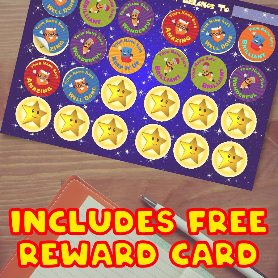 144 Personalised School Time Praise Words 30mm Reward Stickers for School Teachers, Parents and Nursery