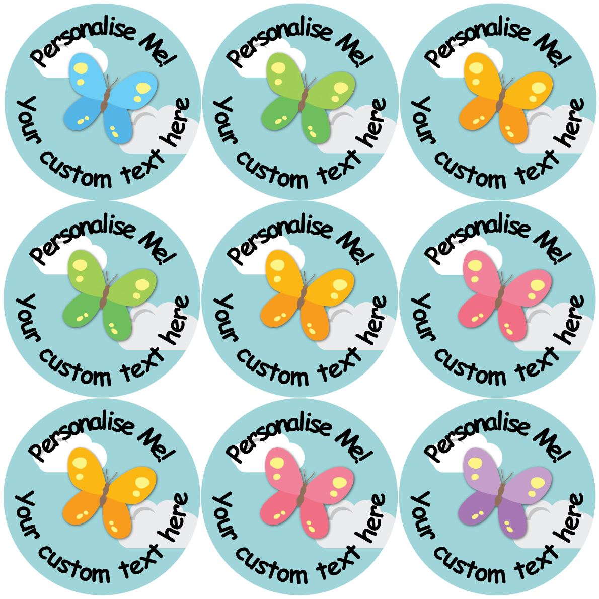 144 Butterflies Personalised 30mm Reward Stickers for School Teachers, Parents and Nursery
