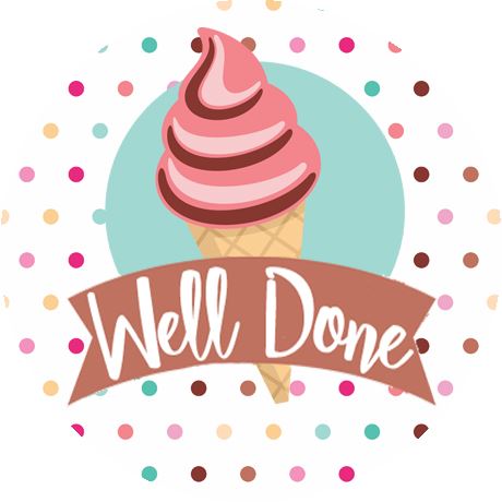 120 Ice Cream Praise Words 30mm Chocolate Scented Reward Stickers for Teachers, Parents and Party Bags