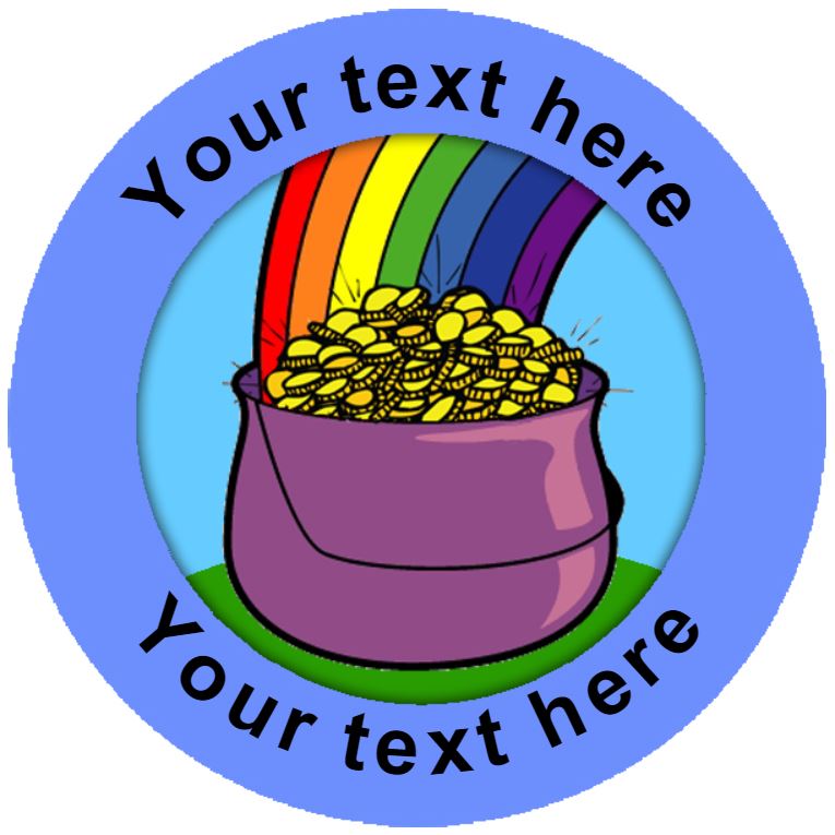 144 Pot of Gold Personalised 30mm Reward Stickers for School Teachers, Parents and Nursery