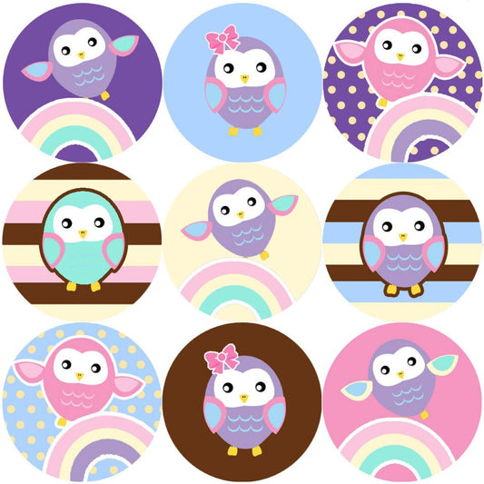 144 Colourful Owls 30mm Reward Stickers for Teachers, Parents and Party Bags