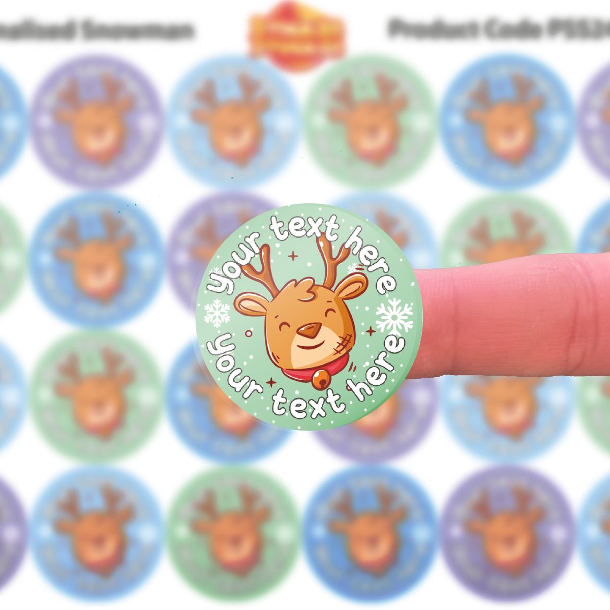 144 Personalised Christmas Reindeer 30mm Christmas Reward Stickers for School Teachers, Parents and Nursery