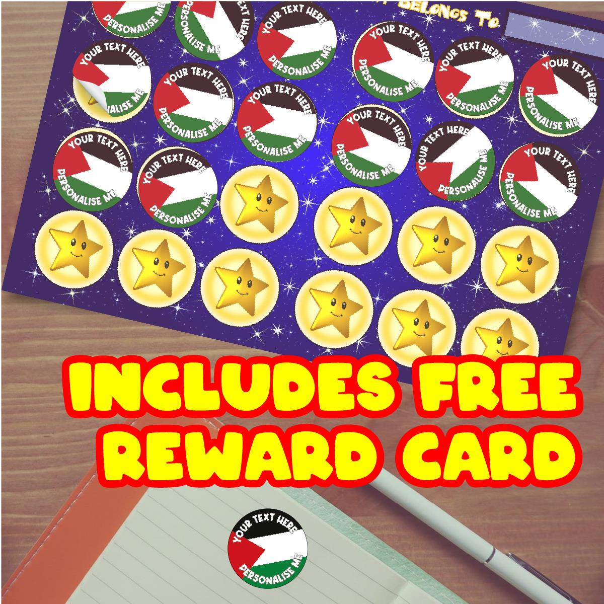 144 Palestine Flag Personalised Awareness 30mm Stickers Teachers, Parents, Schools
