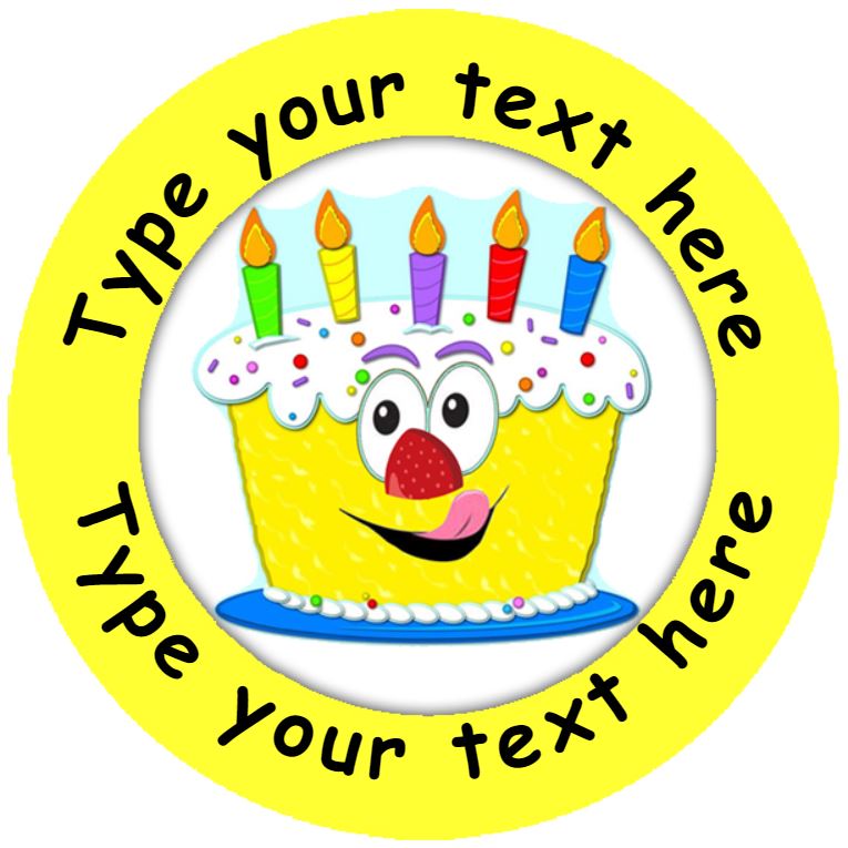 144 Personalised Birthday Cake 30mm Reward Stickers for School Teachers, Parents and Nursery