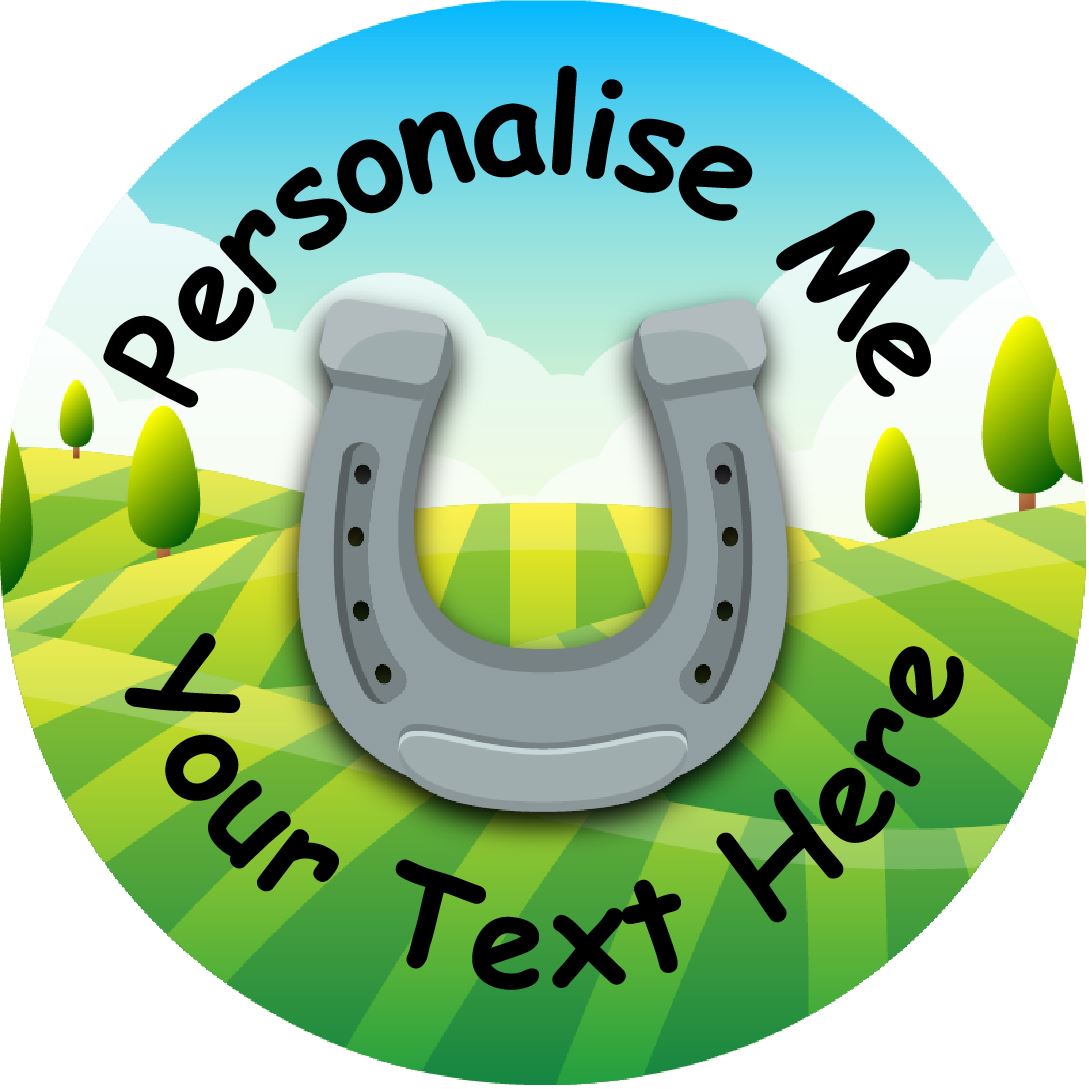 144 Personalised Horseshoe Hills 30mm Reward Stickers for School Teachers, Parents and Nursery